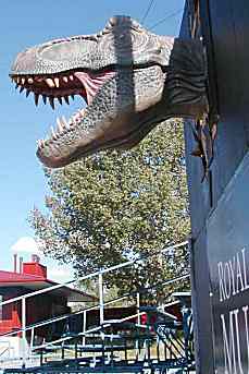 Photo of T Rex in outfield