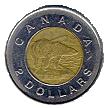 A Twoonie, Canadian two dollar coin
