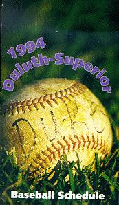 Duluth-Superior Dukes '94 pocket schedule
