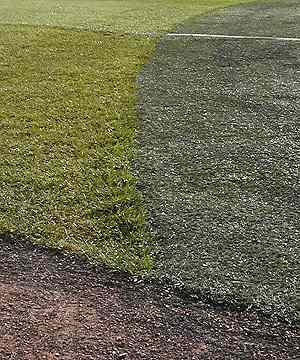 Photo of third base turf seam