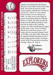 Sioux City Explorers card back