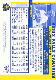 Sioux Falls Canaries card back