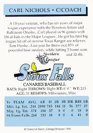 Sioux Falls Canaries card back