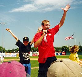 Photo of Jorge leading cheers