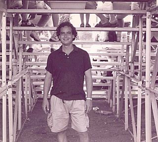 Alternate promotional photo of Neal Karlen under the bleachers