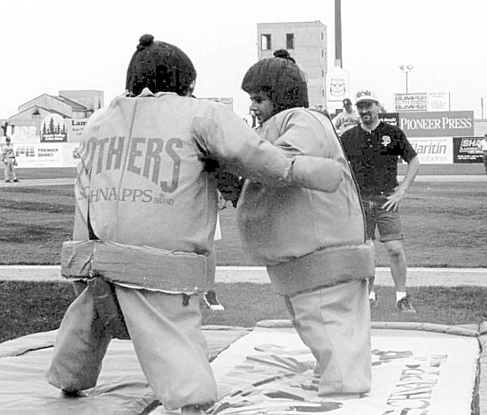 Neal Karlen suited up for Sumo wresting