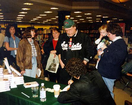 Neal Karlen signing his book for St. Paul Saints fans