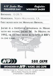 Thunder Bay Whiskey Jacks card back
