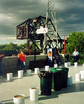 Photo of smoking area and train trestle