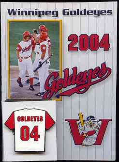 2004 Goldeyes jersey pin with card